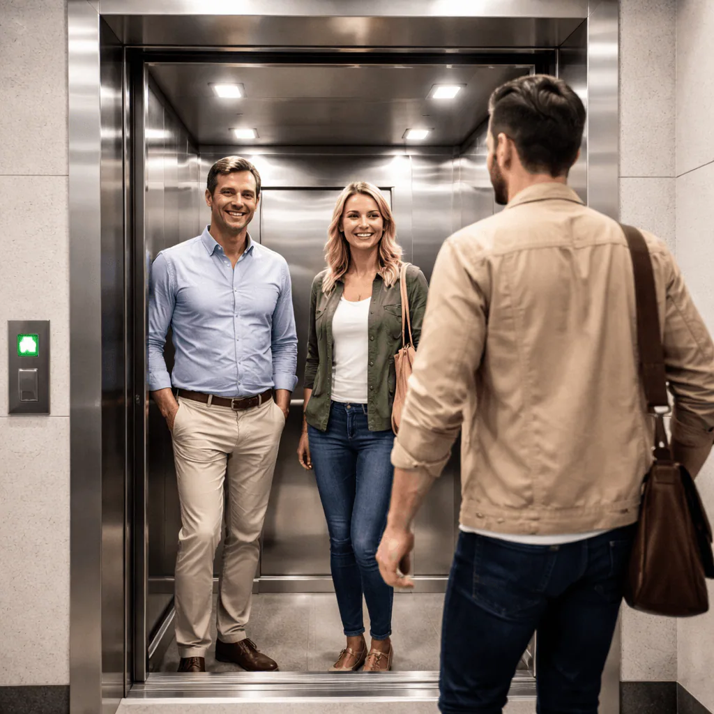 new elevator installation in modern building construction site